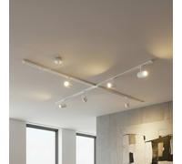 Système de lampes sur rail Lindby Linaro, GU10, à 6 lampes, blanc, forme en X Linaro, blanc, Salon / Salle à manger, Aluminium, Moderne