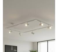 Système de lampes sur rail Lindby Linaro, GU10, à 6 lampes, blanc, forme O Linaro, blanc, Salon / Salle à manger, Aluminium, Moderne