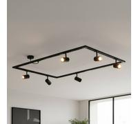 Système de lampes sur rail Lindby Linaro, GU10, à 6 lampes, noir, forme O Linaro, noir, Salon / Salle à manger, Aluminium, Moderne
