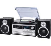 Système de lecture de disques stéréo avec récepteur numérique DAB / DAB + encodage Bluetooth, cassette, télécommande en noir TT 1072