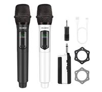 Système De Microphone Dynamique Sans Fil Portable Double Professionnel Avec Récepteur Rechargeable (160 Pieds),Kit De Microphone Karaoké,K602.K60-2-Bw.