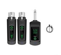 Système de microphone sans fil 2,4 G XLR double récepteur signal stable suppression du bruit rechargeable pour batterie pour spectacle en direct église (1 en 2)