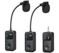 Système de microphone sans fil 2,4 GHz avec suppression du bruit, pour saxophone, guitare, violon, longue durée de vie de la batterie, portée de 30 m, noir (1 en 2)