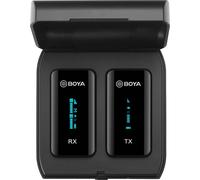 Système de microphone sans fil avec émetteur BOYA, 2,4 GHz, couleur noire
