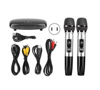 Système de microphone sans fil avec récepteur rechargeable, double microphone sans fil UHF pour karaoké, mariages, DJ, fêtes, églises et prises