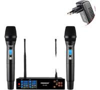 Système de microphone sans fil, double canal UHF, caractéristique cardioïde, EU STECKER