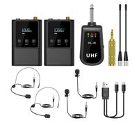Système de Microphone sans fil double, micro casque/micro sur pied/micro à revers Lavalier avec émetteur et récepteur Bodypack rechargeables one drag one