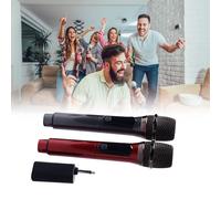 Système de microphone sans fil double, Rouge/Gris, 1200mAh, Grande portée