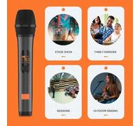 Système de microphone sans fil numérique UHF professionnel à 2 canaux pour JBL PartyBox DJ avec deux microphones rechargeables Black