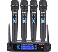Système De Microphone Sans Fil Professionnel À 4 Canaux Avec Quatre Micros Portables, Fréquence Fixe, Longue Portée De 61 M, Idéal Pour L'Église, Le Karaoké, Les Événements