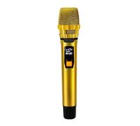 Système De Microphone Sans Fil Professionnel DJ Karaoké À 2 Canaux Avec Micro Doré Brillant Et Récepteur Rechargeable Sans Fil For DJ De Fête(A)