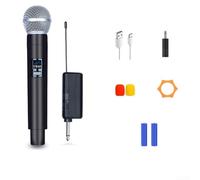 Système de microphone sans fil rechargeable - Portée de 50 m - 730-769 MHz - Faible distorsion - Pour karaoké, mariage, réunion, discours - Noir
