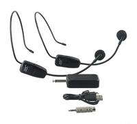 Système de microphone sans fil UHF avec double micro casque | Design 2 en 1 rechargeable pour les enseignants | Discours | Yoga | Portée de 48,8 m | Anti-hurlement | Son clair (U12F)
