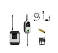 Système de Microphone Sans Fil UHF, Microphone Portable à Double Tête et Microphone Cravate pour Événements, Discours et Enregistrements.A