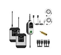 Système de Microphone Sans Fil UHF, Microphone Portable à Double Tête et Microphone Cravate pour Événements, Discours et Enregistrements B