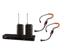 Système de microphone sans fil UHF Shure BLX188/SM31 pour fitness et aérobic, 14h de batterie, portée 100m, 2 micros casques, récepteur double canal, bande S8