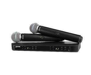 Système de microphone sans fil UHF Shure BLX288/B58 - Idéal pour église, karaoké, voix - Batterie 14h, portée 100m | (2) micros BETA 58A, récepteur double canal | Bande T11