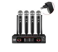 Système de microphone sans fil VHF, performance audio dynamique, prise en charge de quatre canaux, fiche UE