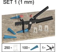Système de mise à niveau des carreaux aide à la pose système de plan de carreaux, Set 1, 250 clips, 100 cales, pinces, 1 mm