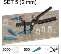 Système de mise à niveau des carreaux aide à la pose système de plan de carreaux, Set 5, 3000 clips, 500 cales, pinces, 2 mm