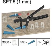 Système de mise à niveau des carreaux aide à la pose système de plan de carreaux, Set 5, 3000 clips, 500 cales, pinces, 1 mm