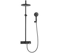 Système de mitigeur de douche exposé avec pommeau de douche à effet pluie de 25,4 cm, robinet de bain cascade, robinet de dérivation en laiton, fixation manuelle, ensemble complet de robinet de douche