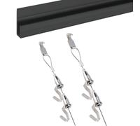 Système de montage d'image, Kit de suspension murale for tableaux, noir, plusieurs tailles, avec câbles en acier et crochets(50in(127cm) track)