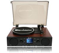 Roadstar TTR-8850ED+BT Tourne-disque vinyle 33/45/78 tr/min, radio FM/Dab+/RDS, Bluetooth, port USB/carte SD, équipement de musique Hi Fi haut-parleurs intégrés, télécommande, vintage, bois