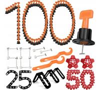Système de nivellement de carreaux Set 100 pièces Orange Noir 50 étoiles 25 coins