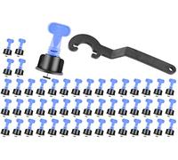Système de nivellement de carrelage | Kit de nivellement pour carrelage | 50 languettes en T | Clé spéciale | Aide à la pose du carrelage pour une pose facile du carrelage | Outil de carrelage