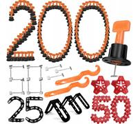 Système de nivellement pour carreaux Set 200 pièces Orange Noir pour carreaux de 3 à 16 mm