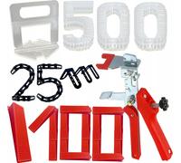 Système de nivellement pour carrelage Kit complet 2mm 500 clips 100 cales 25 coins Pince