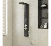 Système de Panneau de Douche Système de Panneau de Salle de Bain Douche Mitigeur Pluie Jet de Bain Maison Intérieur Aluminium Noir