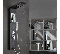 Système de panneau de douche avec étagère, système de tour de panneau de douche, tête de pluie et cascade, ensemble de robinet de douche à 5 fonctions avec jets de massage, bec de baignoire, support