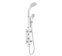 Système de Panneau de Douche, Colonne de Douche avec Pomme de Douche à Pluie rotative à 180 degrés et douchette à Main 5 Fonctions, Corps en Aluminium Compact