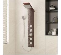 vidaXL Système panneau de douche – Mitigeur pluie et jet de bain intérieur – Verre marron