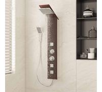 vidaXL Système panneau de douche – Mitigeur pluie et jet de bain intérieur – Verre marron