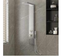 vidaXL Système de panneau de douche Acier inoxydable Carré Finition brossée 4 fonctions