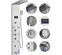 Système de panneaux de douche VEVOR, 6 modes de douche, LED et écran Tour de douche hydroélectrique, cascade, chute d'eau, 8 buses de massage, bec de baignoire, douchette, kit de douche mural en acier