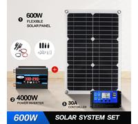 Système de panneaux solaires 12V à 110V/220V, contrôleur de Charge de batterie, Kit d'onduleur solaire 4000W, production d'énergie complète yellow 220V 50HZ