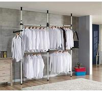 Système de Penderie Télescopique avec 4 Barres Transversales, Support de Vêtements Extensible, Porte-Vêtements pour Garde-Robe