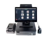 Système de point de vente 14 pouces I3 I5 10 caisse enregistreuse à écran tactile avec imprimante thermique Terminal de restaurant POS de bureau(I3 4G 64G WIFI VFD)