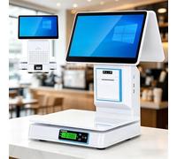 Système de Point de Vente à écran Unique avec Balance intégrée Caisse enregistreuse Tactile capacitive de 15,6 Pouces avec 8 Go de RAM et Un Disque SSD de 128 Go(Dualscreen)