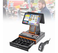 Système de Point de Vente pour Restaurant, Caisse enregistreuse Intelligente Tout-en-Un à Double écran de 15,6 Pouces, imprimante de reçus intégrée, Terminal de paiement pour Magasin de détail Black