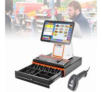 Système de Point de Vente pour Restaurant, Caisse enregistreuse Intelligente Tout-en-Un à Double écran de 15,6 Pouces, imprimante de reçus intégrée, Terminal de paiement pour Magasin de détail White