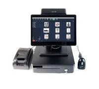 Système de Point Vente 14 Pouces I3 I5 10 Caisse enregistreuse à écran Tactile avec imprimante Thermique Terminal Restaurant POS Bureau, Édition Boutique(I5 8G 128G WiFi VFD)