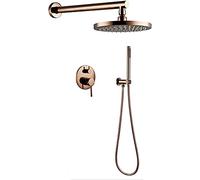Système de pommeau de douche à effet pluie avec ensemble combiné portable, robinet de douche mural complet avec valve