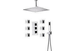 Système de pommeau de douche à effet pluie ultra fin avec 6 modes de pulvérisation - Ensemble de douche tactique pour une expérience spa luxueuse, installation facile, design économiseur d'eau
