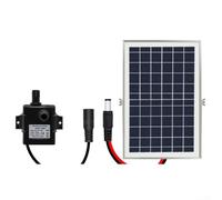 Système de pompage d'eau solaire 9 V 6 W/10 W Panneau solaire en verre trempé Pompe 5 V CC Débit 240 L/H avec filtre en acier inoxydable et tube de 2 mètres pour fontaine extérieure Circulation (10 W)