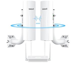 Système de Pont sans Fil avec portée de 5 km, connecteurs Double Gigabit, Alimentation PoE, routeur WiFi AX3000 et Supports d'installation réglables, kit Complet pour ponts sans Fil Point à Point